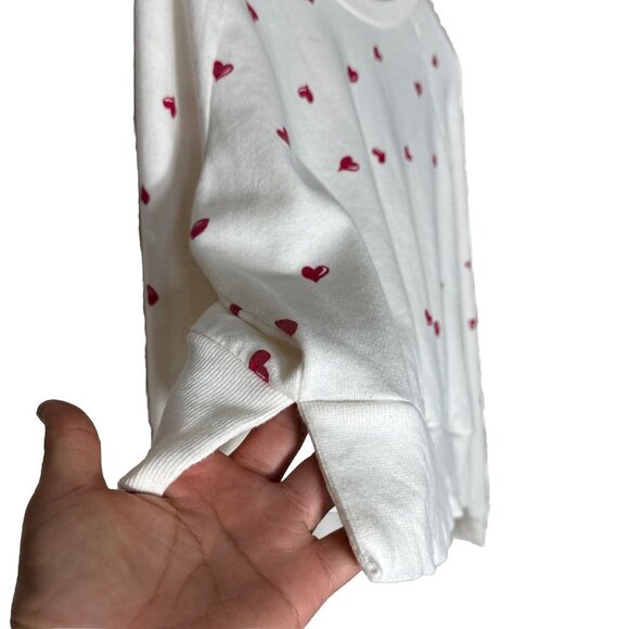 Women’s Size M Crop Sweater Heart Print Ivory Pink Trending Casual Sweater’s - Picture 4 of 8